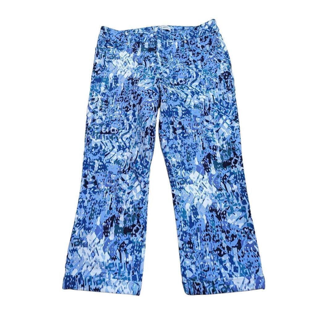 Nine West Womens 8 Blue Relaxed Leg Slim Straight Cuff Chrystie Capri Pants